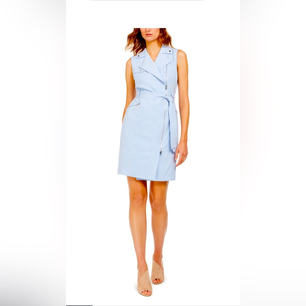 Calvin Klein Blue Tie Front Sleeveless Dress